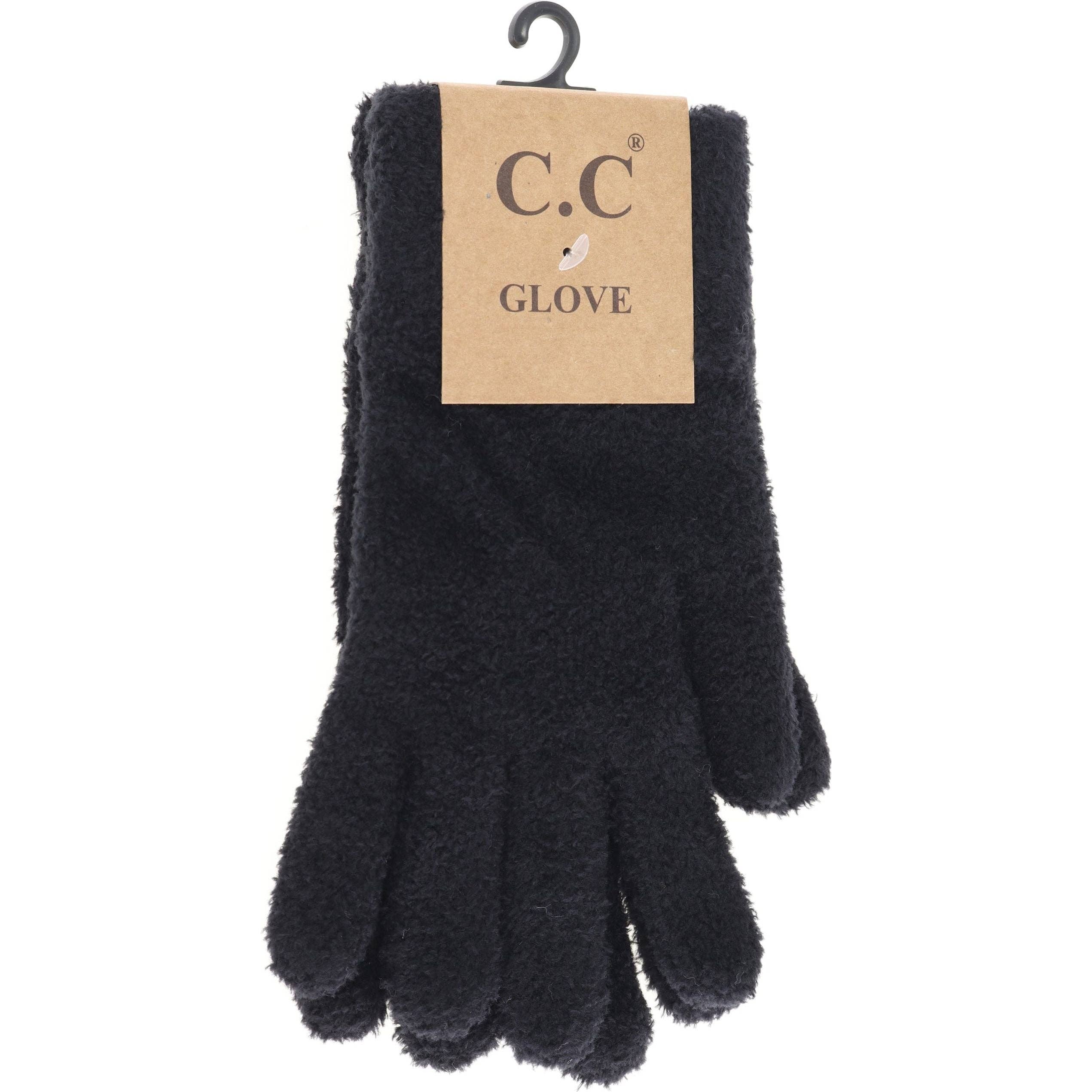 Plush Terry Chenille C.C Gloves GLC0038: Beige
