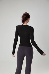 Penelope Long Sleeve Sculpting Active Top: Cold Brew / XL