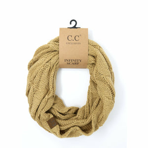 Solid Cable Knit CC Infinity Scarf SF800: Black