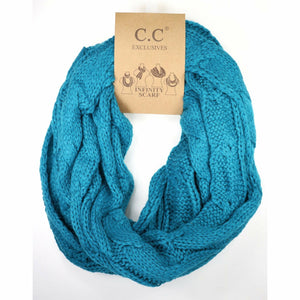 Solid Cable Knit CC Infinity Scarf SF800: Black