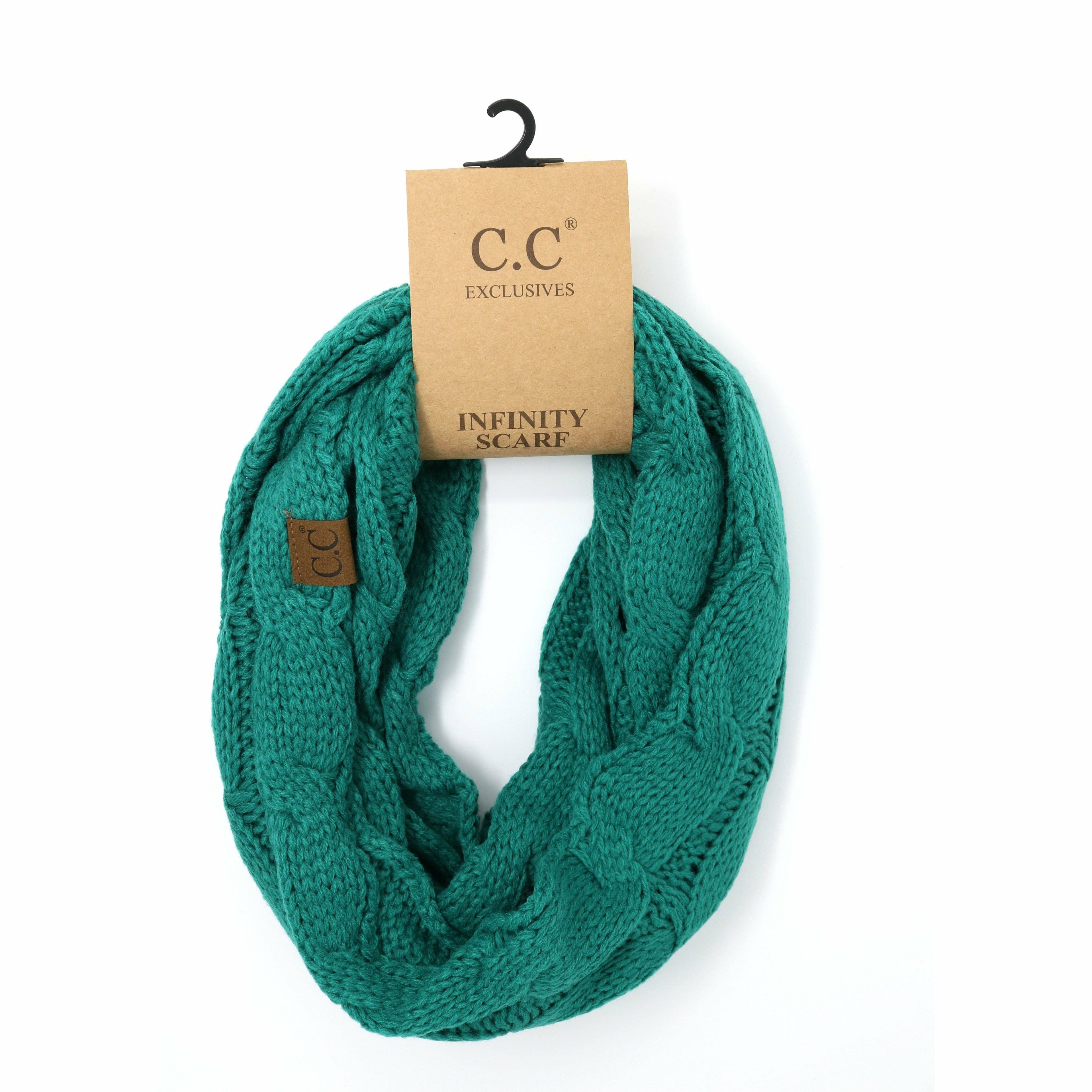Solid Cable Knit CC Infinity Scarf SF800: Black