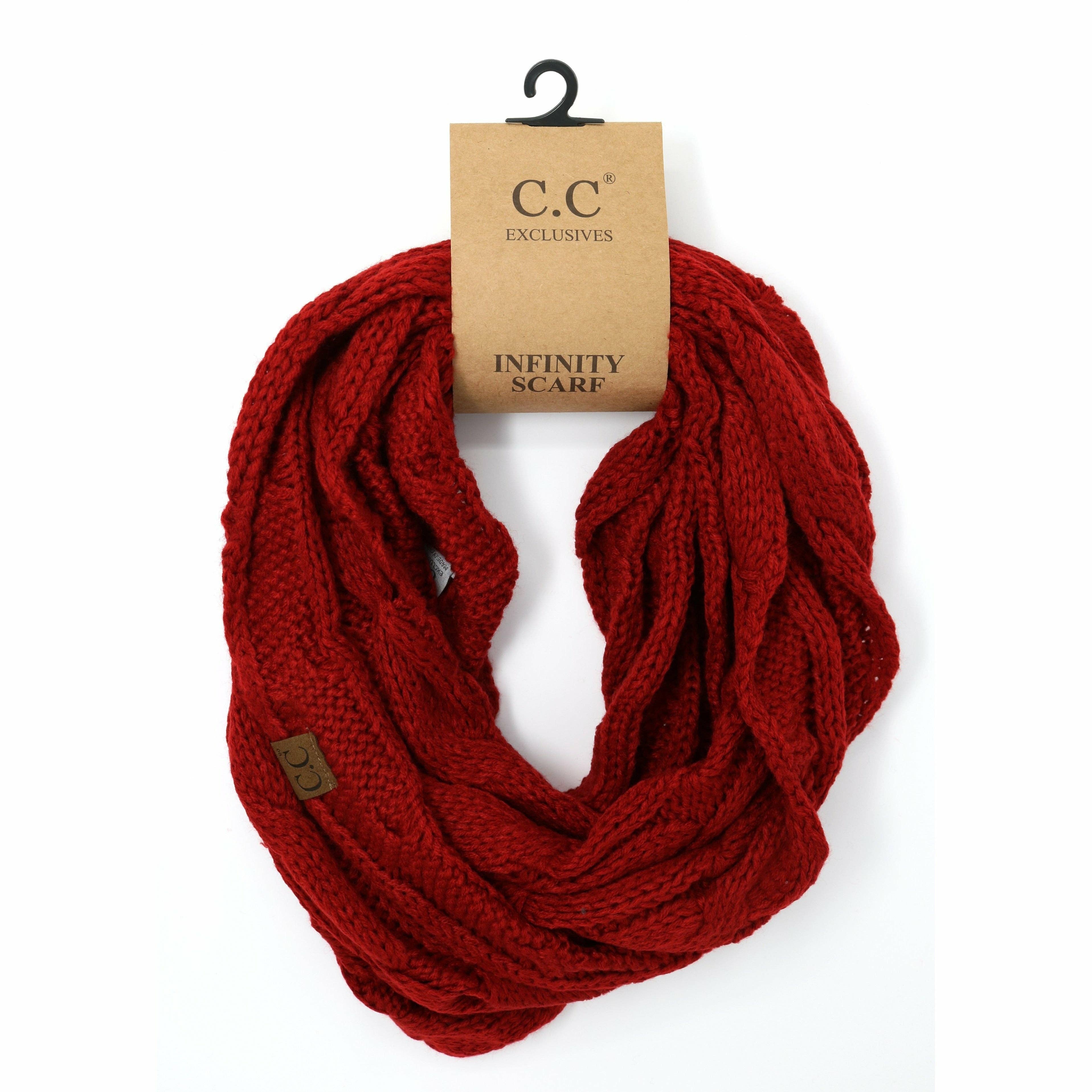 Solid Cable Knit CC Infinity Scarf SF800: Black