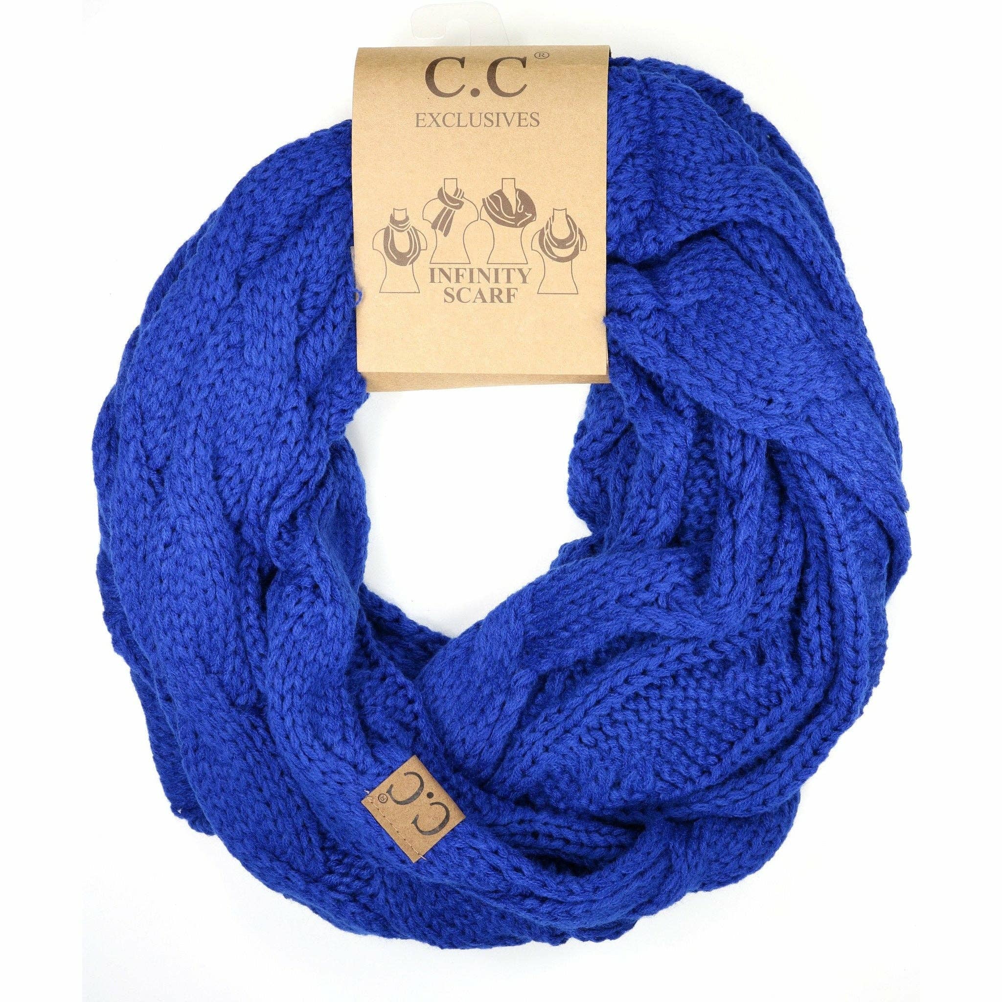 Solid Cable Knit CC Infinity Scarf SF800: Black