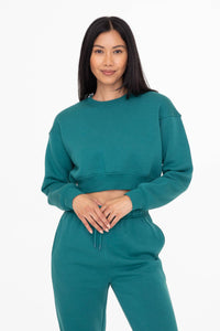 Cropped Fleece Sweatshirt: S:M:L (2:2:2) / COCOA DUST