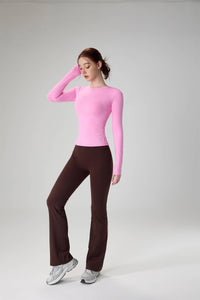 Penelope Long Sleeve Sculpting Active Top: Cold Brew / M