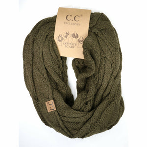 Solid Cable Knit CC Infinity Scarf SF800: Light Grey