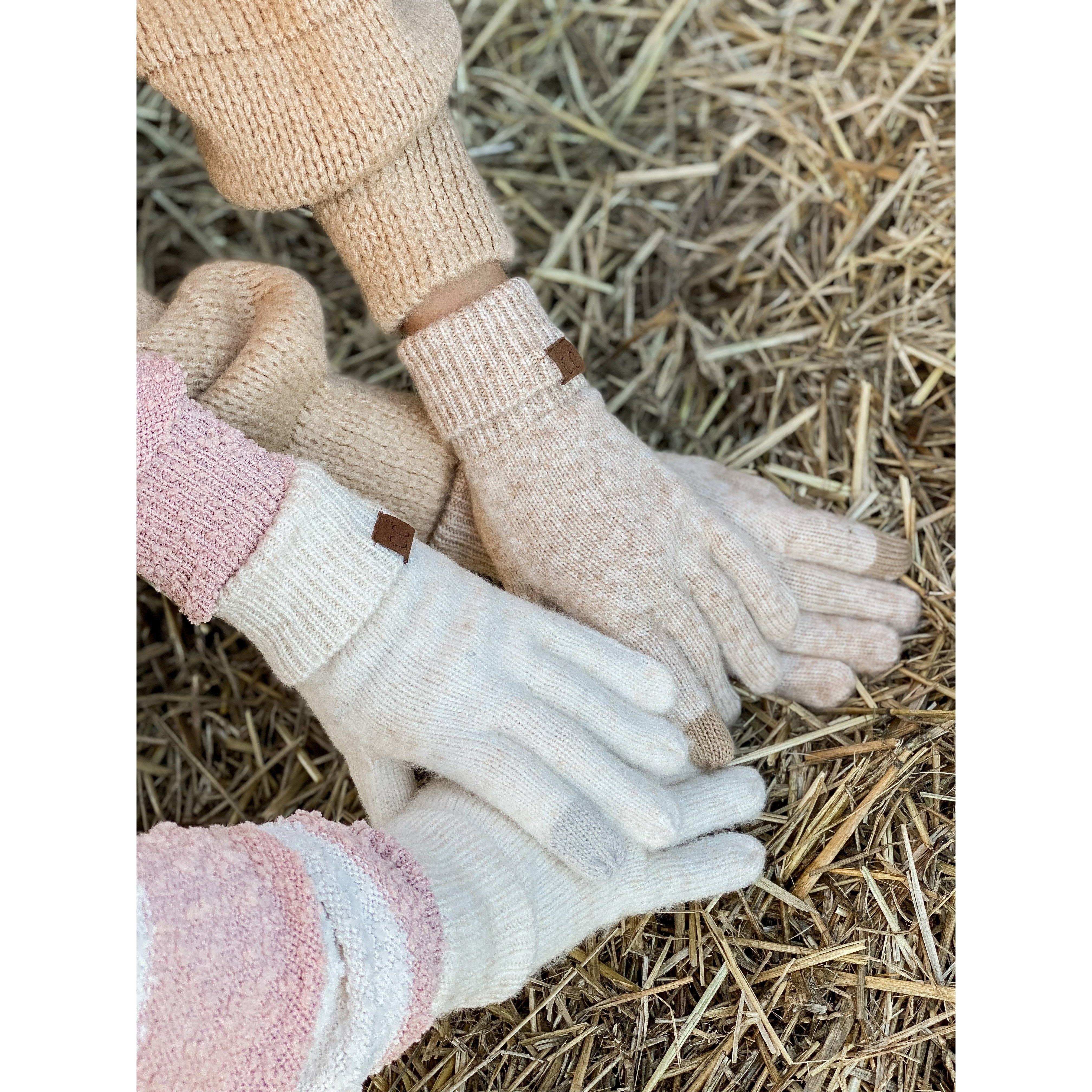 Soft Ribbed Knit Glove G2074P: Oatmeal Multi