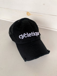 Black Distressed Cycletique Hat