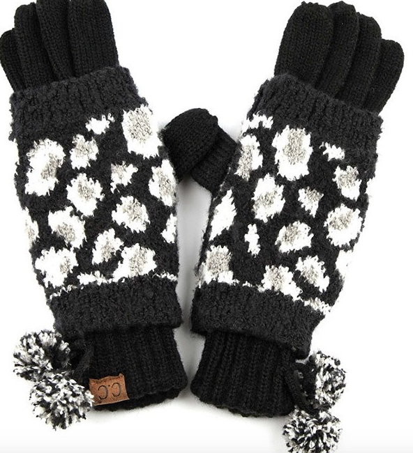 CC Leopard Knit Gloves